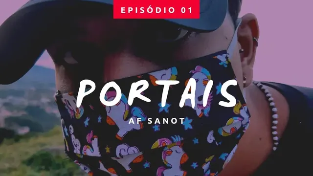 Capa: rosto de boné e máscara estampada com o título Portais